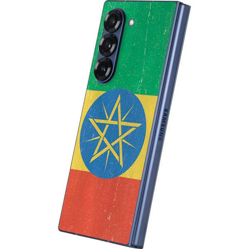 Ethiopia Flag Distressed Galaxy Z Fold6 Skin